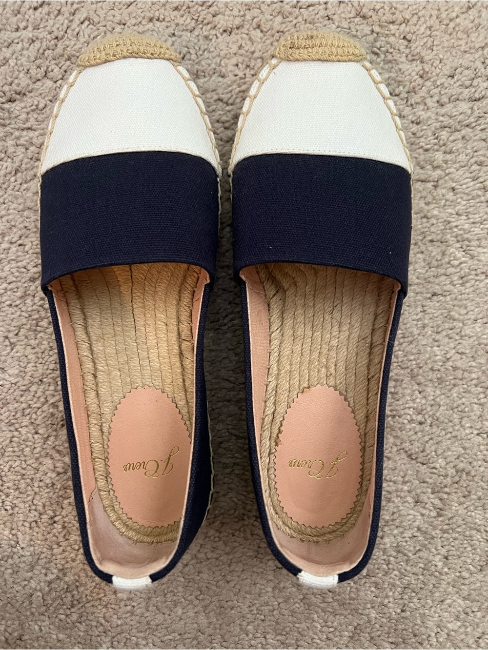 J. Crew Navy and White Canvas Espadrille Flats